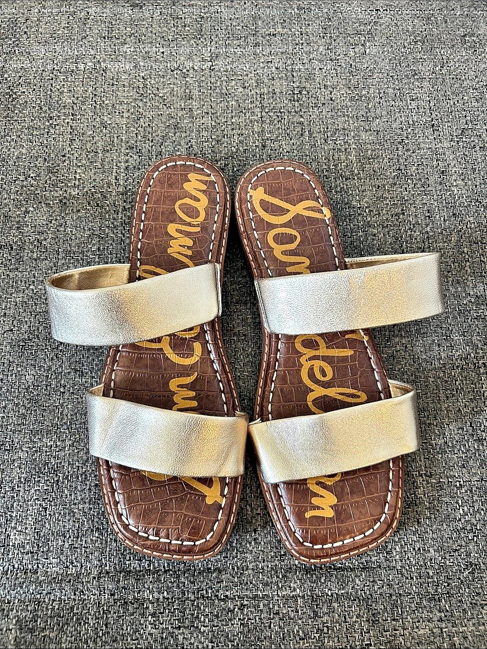Sam Edelman Bay Slide Sandal Flat Sandals Gold & Brown